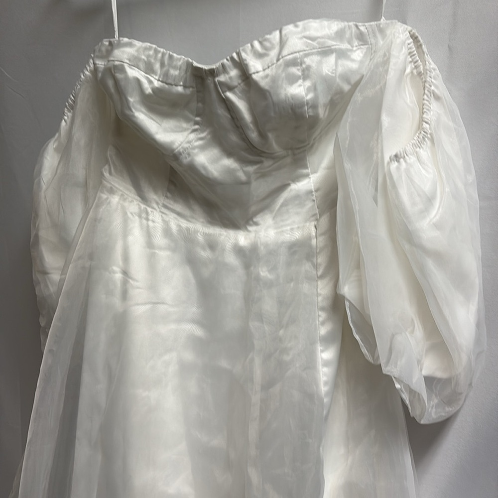 Lulu's White Strapless Off-Shoulder Puff Sleeve Maxi Dress - Picture 4 of 10